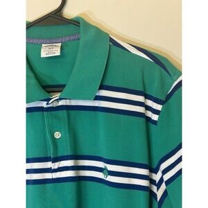 Brooks Brothers 1818 Men's Green White Striped Performance Polo Slim Fit Sz XL